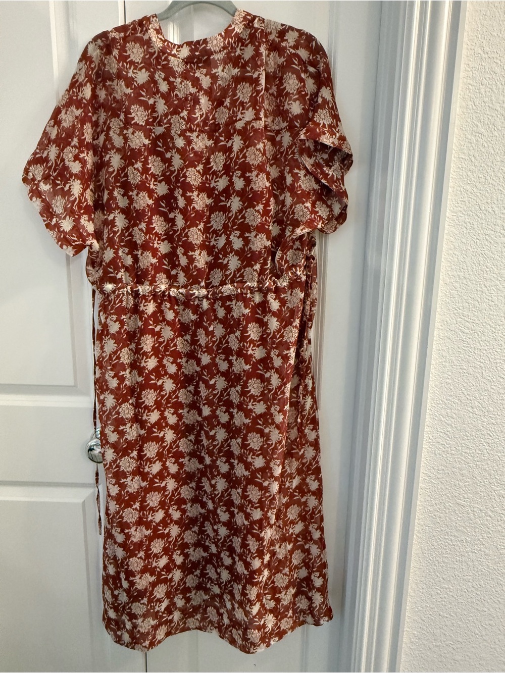 Women's Rag & Bone Elysse Midi Dress in Rust Floral Chiffon Size Small - Picture 11 of 13